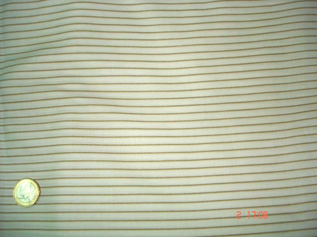 Tissu coton blanc rayé jaune vendu au m (H133)