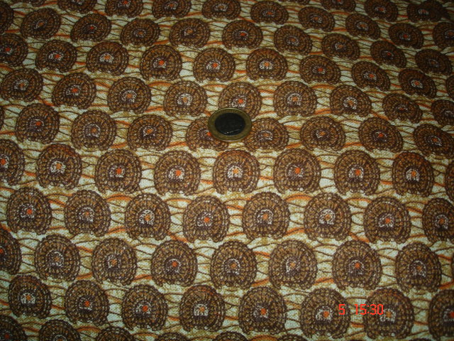 Coton mélangé à motif brun/beige/orange vendu au m (P376)