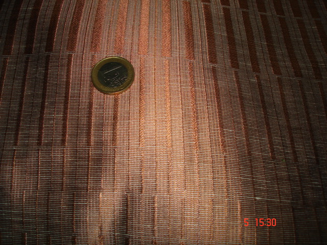Coton mélangé à motif orange/blanc vendu au m (P375)