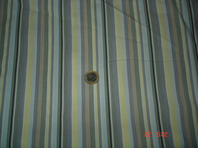 Coton rayé noir/bleu/jaune/beige vendu au m (P780)