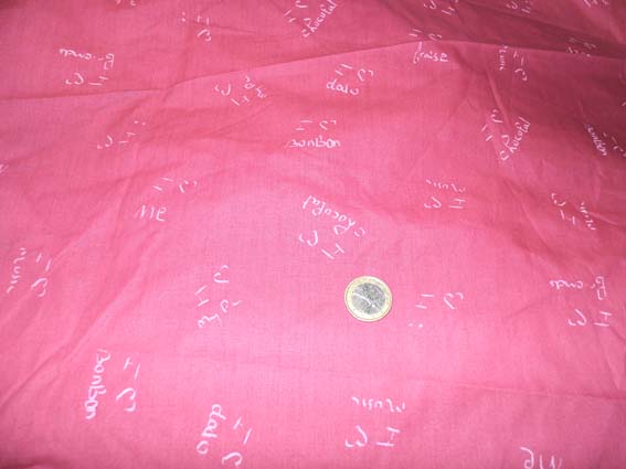 Coton drap/rose/lettres 3.2x1.5m(Oh214)